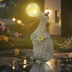 Porch Goose Statue with Solar Bubble Light Garden Gray Figurine Decor for Yard Lawn Patio Outdoor Decorations Housewarming Gifts for Mom Grandma Women