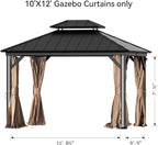 Gazebo Curtain Replacement Universal 4-Panel Sidewalls 10' x 12', Outdoor Gazebo Privacy Curtains with Zipper, Replacement for Outdoor, Patio Canopy, Garden and Backyard (Curtain Only)