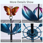 hogardeck Large Wind Spinners Outdoor, 77.6" Metal Butterfly Tulip Wind Spinner with Heavy-Duty Stakes, Multi-Color 360° Rotating Wind Sculptures Kinetic Yard Art for Home Garden Lawn Patio Decor