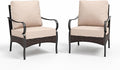 MFSTUDIO Outdoor Patio Furniture Set, Rattan Wicker Patio Sofa Chair, Metal Outdoor Conversation Set, 2 x Fixed Sofa Chair for Outside Garden Backyard