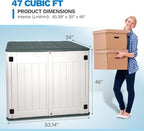 47 Cu ft Outdoor Storage Shed, Large Resin Outdoor Storage Box for Patio Garden Yard - Weatherproof Outdoor Storage Cabinet for Tools Pool Supplies - Lockable Deck Boxes Outdoor