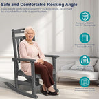 Plawdlik HDPE Rocking Chair,Oversized Outdoor Rocking Chair Set of 2,Patio Rocking Chair All Weather Resistant-Grey