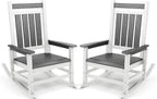 SERWALL Outdoor Rocking Chair Set of 2, HDPE Rocking Chairs for Adult, All Weather Porch Rockers for Lawn Garden, Gray & White