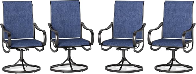 Sophia & William Patio Chairs Set of 4, Swivel Outdoor Chairs Textilene Patio Dining Chairs Heavy Duty with Metal Frame Support 300lbs for Lawn Yard Garden All Weather Blue