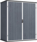 Greesum 5X3FT Plastic Outdoor Storage Shed with Floor, Resin Storaged Sheds with Lockable Door, All-Weather Tool Sheds for Garden, Backyard, Patio, Dark Gray (4.7×2.5FT)
