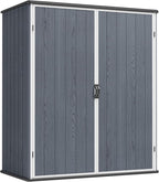 Greesum 5X3FT Plastic Outdoor Storage Shed with Floor, Resin Storaged Sheds with Lockable Door, All-Weather Tool Sheds for Garden, Backyard, Patio, Dark Gray (4.7×2.5FT)