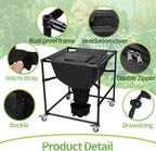 Urban Composting Bag 160L, Layered Harvest Design, Heavy-Duty Casters, All-Metal Frame + Oxford Fabric, Fertilizer Collection, Breathable Lid for Home, Garage, Basement, Kitchen