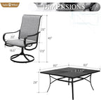 Sophia & William Outdoor Dining Set Patio Dining Sets Patio Table and Chairs Set 9 Pieces Square Outdoor Dining Table for 8 with Swivel Patio Set for Garden Pool All Weather Grey
