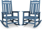 SERWALL Blue Outdoor Rocking Chair Set of 2, All Weather Patio Rocking Chair, HDPE Poly Rocking Chair for Adults, Heavy Duty Front Porch Rocker