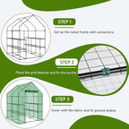 Outvita Walk-in Greenhouse, Outdoor Durable PE Plant Green House for Frost Protection with 3 Tiers 8 Shelves, Shelf Clips, Roll-up Zipper Door, 56"x56"x77" Green
