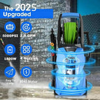 Pressure Cleaner 5000 PSI,2.8 GPM Power Cleaner with Foam Cannon,Portable Cleaner with 33ft Hose Reel,4 Nozzle Tips,and Soap Bottle for Cars/Home/Driveways/Patios/Decks/Fences(Blue)
