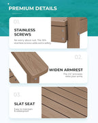 SERWALL Outdoor Dining Set for 6, HDPE Furniture with Umbrella Hole & Bench & Chairs, All Weather, Brown