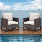 Rilyson Wicker Outdoor Patio Chairs Set of 2-2 Piece Rattan Chairs with Waterproof Wicker,Comfortable Cushions and Sturdy Metal Frame for Outside Porch Deck Backyard(Brown/Beige)