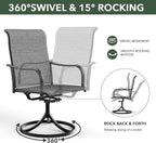 7-Piece Outdoor Dining 6 Swivel Chair and 63.5'' Rectangular Table with All Weather Frame for Backyard Front Porch Pool Deck Outdoor Furniture Set - Grey Style2