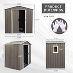 6x5 ft Outdoor Metal Storage Shed with Floor Foundation and Window, Lockable Galvanized Steel Tool Shed with Sliding Door and Air Vent, Waterproof Garden Storage House for Backyard, Patio