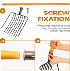 3 Sets Pitch Fork for Gardening, 9 Tines Wide Pitchfork 47.2 Inch Garden Manure Fork with Long Hardwood Handle Heavy Duty Mulch Forks Horse Stall Forks for Mulch, Hay, and Gardening