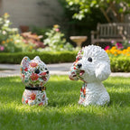 Outdoor Statues for Garden-Dog Outside Decor Clearance for Yard Art Lawn Ornaments Porch Patio Balcony Home House - Birthday Gifts for Grandma Mom Women (Teddy)