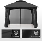 MASTERCANOPY Outdoor Patio Gazebo for Garden with Upgrade Steel Frame and Netting Walls (10x12,Gray)