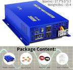 2000 Watt Pure Sine Wave Inverter 24V DC to 110v 120V AC, 2000W Car Power Invert Surge 4000W Power Converter for Solar System. (2000W 24V 120V) Blue