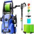 Pressure Cleaner Adjustable 5000PSI 4.0 GPM High Power Cleaners with 33ft Hose Reel, 4 Nozzle and Foam Cannon, Power Cleaners Machine for Home, Cars, Patio (Light Blue)