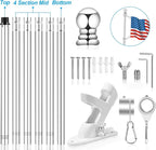 7 FT 1 Inch Spinning Flag Pole Kit for Outside House Porch Residential Wall Mounting, Stainless Metal Flag Poles for 3x5 4x6 Flag with 2-Position Holder Bracket, Rotating Flagpole Rings (7 FT, Silver)