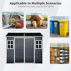 8x4 FT Outdoor Storage Shed, Resin Garden Shed with Thick Floor, Plastic Storage Shed with 2 Windows, Waterproof Outside Tool Shed with Lockable Hinged Doors for Backyard, Patio, Lawn, Black