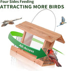 Solution4Patio US Cedar Hopper Bird Feeder for Outdoors Hanging, Handcrafted Wood Double Suet Cage & Clear View Windows, Squirrel-Proof Wild Bird Feeder for Cardinals, Finches, Chickadees
