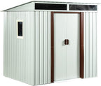 6X5 FT Outdoor Storage Shed, Waterproof Metal Garden Sheds with Lockable Door, Steel Tool Storage Buildings Shed & Outdoor Storage House for Garden, Backyard, Patio, Lawn, Trash Cans(White)