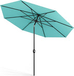 Midtown Umbrellas Sunbrella Umbrella 8 Feet Outdoor Umbrella With Sunbrella Aruba Acrylic Fabric - Auto-Tilt Aluminum Frame Patio Umbrella For Backyard, Deck, Garden, Pool - Black Pole