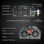 2000 Watt Pure Sine Wave Inverter 12V DC to 110V 120V AC 2000W Power Inverter with UL Fuses and 20A AC Hardwire Terminal Compatible with Lithium Battery for Home RV Truck Off-Grid Solar by VOLTWORKS
