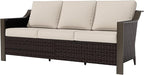 74 Inch Patio 3-Seater Sofa,PE Wicker Outdoor Lounge with Thick Removable Water-Resistant Cushions, Rust-Proof Steel Frame, 900LBS Capacity, Beige