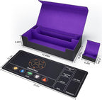 AFIING Mtg Deck Box Holds 5 Display Card Deck Boxes with Mtg Playmat & Dice Box,10 Dividers,1Card supporter, Trading Card Storage Box for Magic Yugioh Sports Cards (Black &Purple)