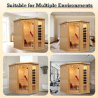 Infrared Sauna with Recliner, 1-2 Person Hemlock Wood Indoor Home Sauna, Dry Sauna Spa with 2300W/220V Heater Tube & Carbon Panels, Control Panel, 10 Minutes Pre-Warm up, Oxygen Bar, Hourglass