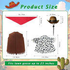 Western Cowboy Porch Goose Outfits for 23" Lawn Statues, Cute Cowboy Hat, Triangular Scarf & Clothes Set for Concrete/Plastic/Cement Goose, Western Theme Costume for Outdoor Patio, Yard Decor