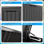 EasyUp 80 Gallon Resin Deck Box Storage Outdoor Waterproof Boxes Lockable UV Resistant Container for Patio Furniture Cushions Pool Supplies Garden Tool, Equipment Outside Storage Delivery