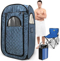 Portable Steam Sauna, Steam Saunas for Home, Personal Sauna for Home, Pop up Sauna Box Tent with 3 L Steamer, 9 Levels, UV Atomization,90 MinTimer, Remote Control, Folding Chair-Blue