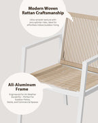 ZANDOR Expandable Outdoor Dining Set for 4-6-8,Patio Table and Chairs Set with Wood Top for Garden,Backyard,Porch,55"-82.7" Extendable Aluminum Outdoor Table Set with 6 Chairs,White