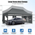 COBIZI 10x20 Pop Up Canopy with 6 Sidewall, Commercial Canopy UPF 50+ Waterproof Outdoor Gazebo with Carry Bag, Tents for Parties with Upgrade Frame, 3 Height Adjustable, Gray