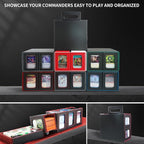 AFIING Commander Deck Box for MTG, Holds 400+ Double-Sleeved Cards, 4 Removable Deck Cases with Display Window, Dice Tray/Handle,Trading Card Storage Organizer/Dividers for TCG (Black Red)