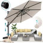 HOTIME10ft Patio Umbrella Cantilever Umbrella - Upgrade and Intensify - with 360 Rotation and 5 Angles Adjustment - Aluminum Offset Pool Umbrella Square Outdoor Umbrellas for Patio Garden Deck Pool
