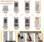 1 Person Infrared Sauna, Hemlock Wooden Indoor Far Infrared Side-Opening Sauna Room,Home Dry Sauna with 6 Infrared Heating Panels Tempered Glass Door,Bluetooth Speakers 7 Chromotherapy Lights（1350W）