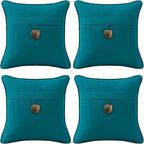 Outdoor Sunbrella Decorative Pillows with Coconut Button Pack of 4, 18" x 18" Outdoor Pillow Set for Couch Bed Throw Patio Sofa, Spectrum Peacock