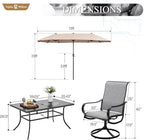 Sophia & William Patio Set with Umbrella 8 Pieces Outdoor Dining Set for 6 with 13ft Large Patio Umbrella Beige, 6 x Grey Swivel Patio Chairs with 59" Dining Table for Lawn Garden