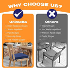 Round Corner Seat Cushions, 17" x 16" x 2", Set of 4, Indoor Outdoor Water Repellent Universal Chair Pads with Ties for Patio Furniture, Garden Deck Dining Chairs, Navy