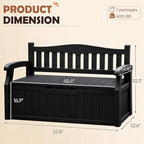 JUMMICO 80 Gallon Resin Outdoor Storage Bench, Large Deck Box with Armrest, Lockable & Waterproof for Garden, Home, Patio, Pools (Black)