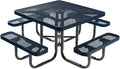 COATEDOUTDOORFURNITURE Heavy-Duty Portable Outdoor Picnic Table with Umbrella Hole, Expanded Metal Commercial-Grade Patio Dining Furniture Made in America (46" Square Top, Dark Blue)