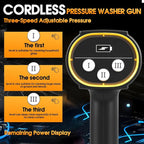 Cordless Pressure Washer Battery Powered, 130Bar/1885PSI Cordless Power Washer with 3.0Ah Battery&Charger&6-in-1 Nozzle, Handheld Pressure Washer Cleaner Portable Power Washer Kit for Car/Garden/Home
