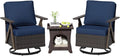Outdoor Swivel Rocker Chairs, 3 Pieces Wicker Swivel Patio Chair with Rattan Side Table, Patio Furniture Set for Outside Porch Deck