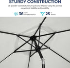 SUNVIVI OUTDOOR Outdoor Patio Umbrella, Patio Umbrella, Market Umbrella, Large Outdoor Umbrella, Metal Pole Umbrella with Push Button Tilt and Crank, Polyester Canopy