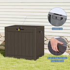 DUMOS 31 Gallon Deck Box, Lockable Outside Storage Box for Outdoor Use, Outside Waterproof Resin Package Delivery Box for Backyard Patio Garden, Brown